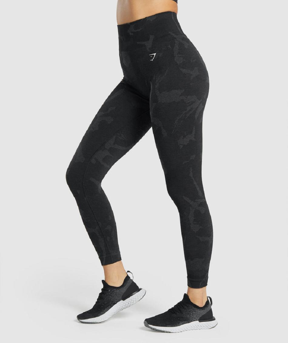 Gymshark Adapt Camo Seamless Ženske Tajice Crne | HR 4038XYU